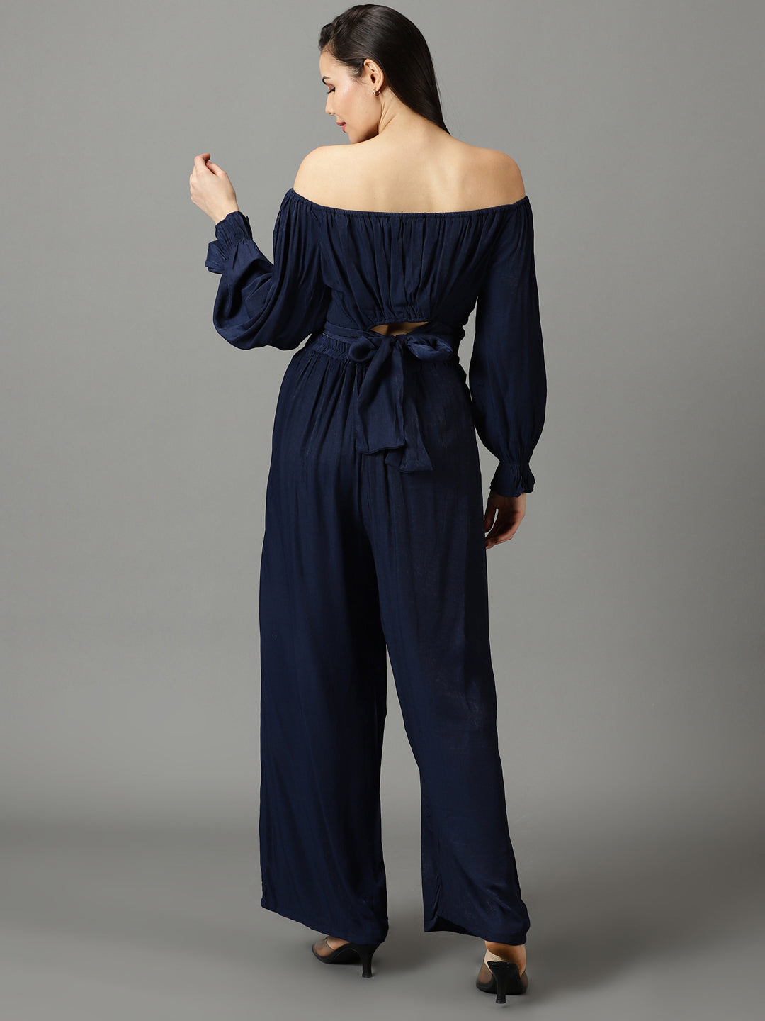 Women's Navy Blue Solid Co-Ords