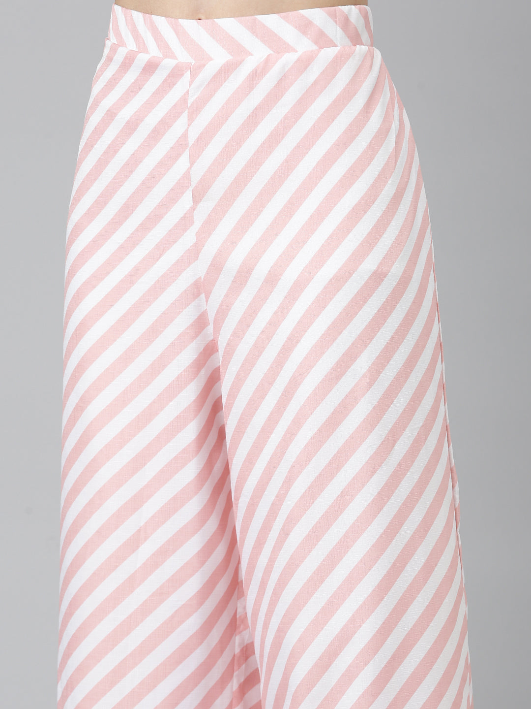 Women Peach Striped Co-Ords