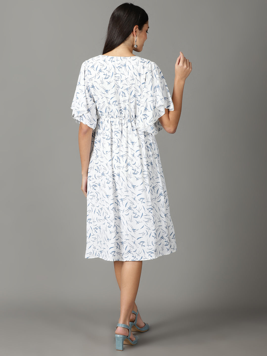 Women's White Printed Wrap Dress