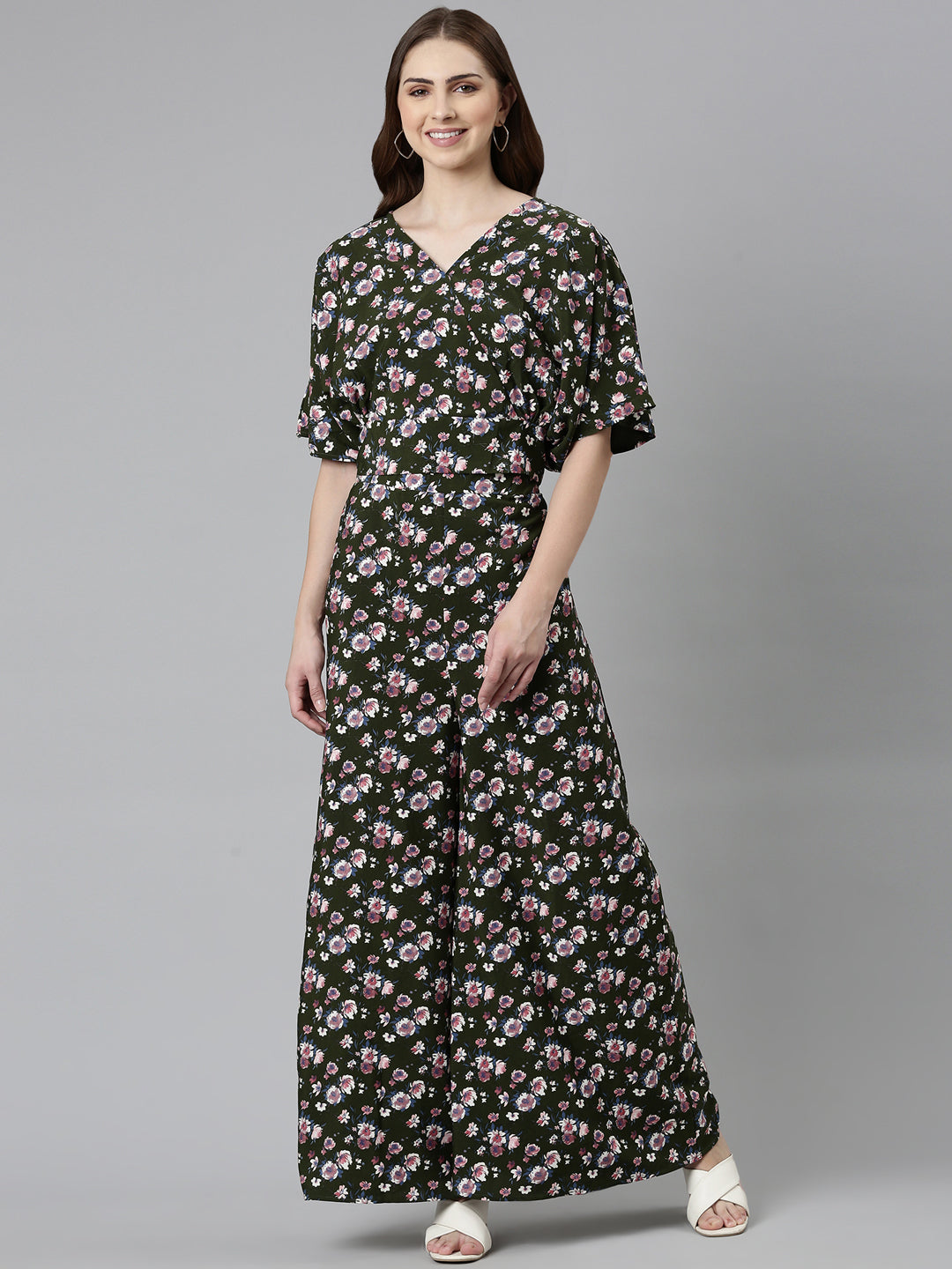 Women Olive Printed Co-Ords