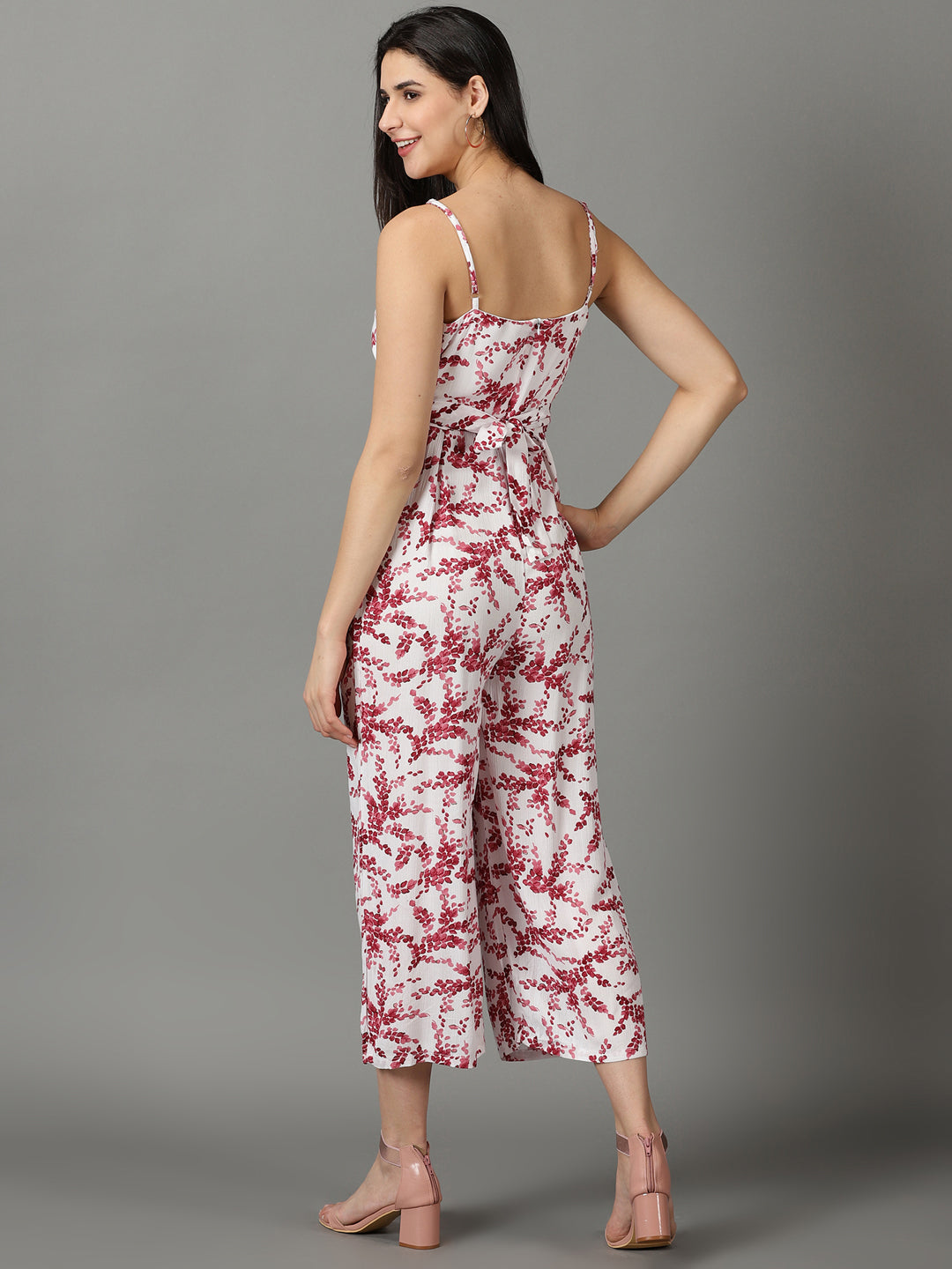 Women's White Printed Jumpsuit