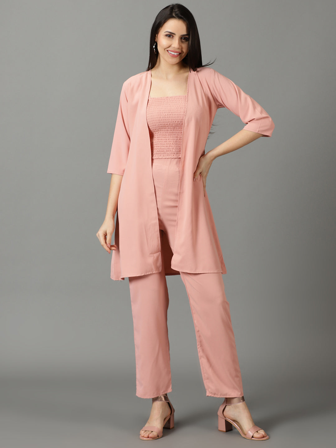 Women's Pink Solid Co-Ords