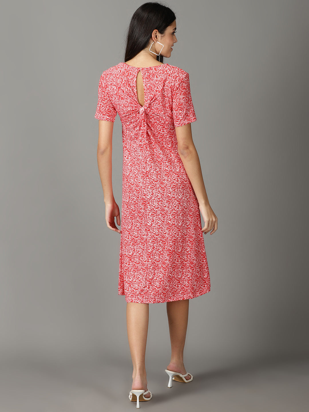 Women's Red Printed A-Line Dress