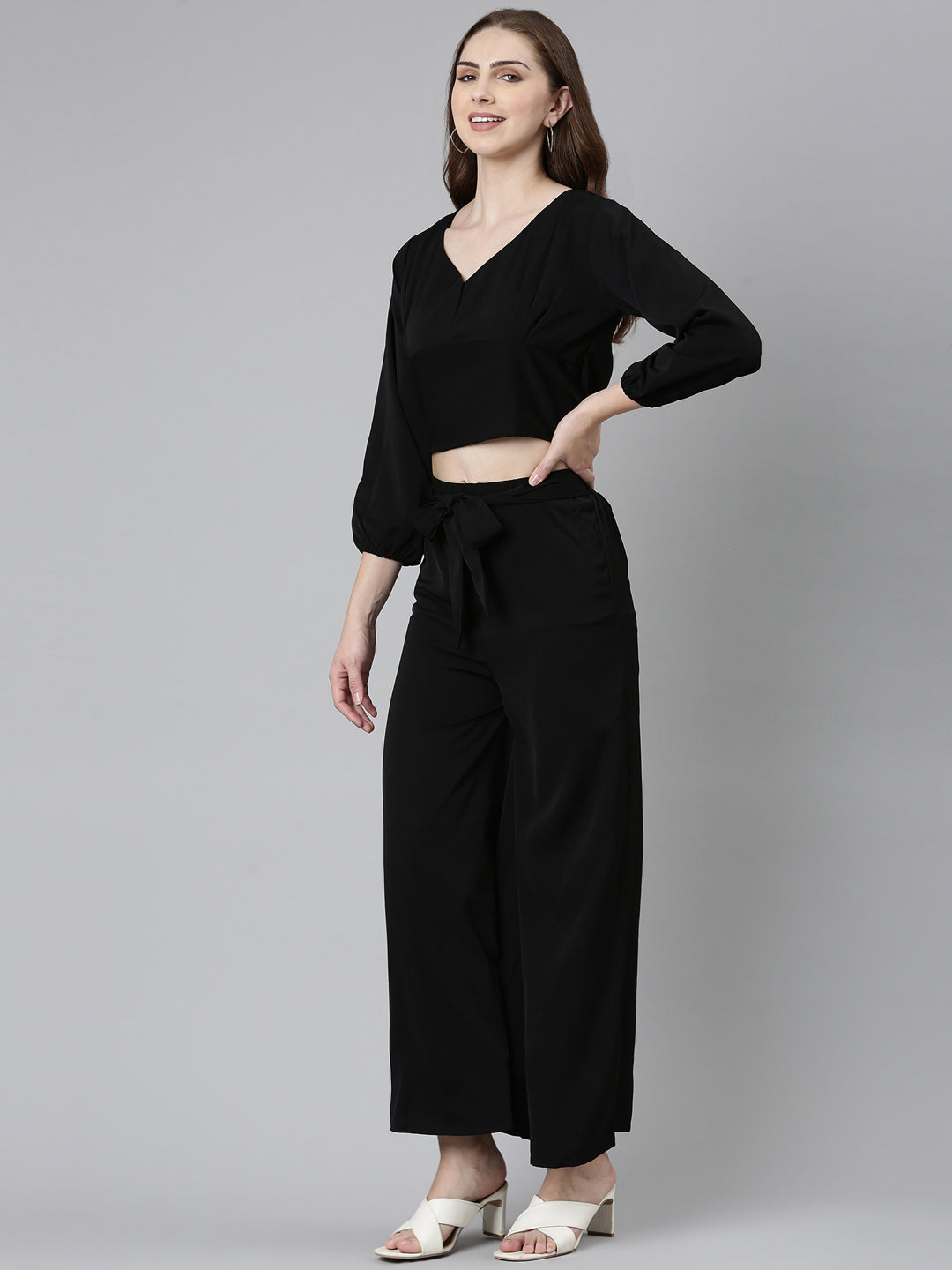 Women Black Solid Co-Ords