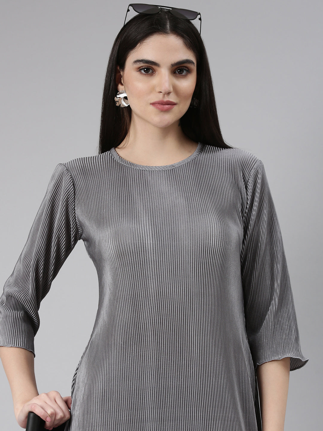 Women Grey Solid Bodycon Dress