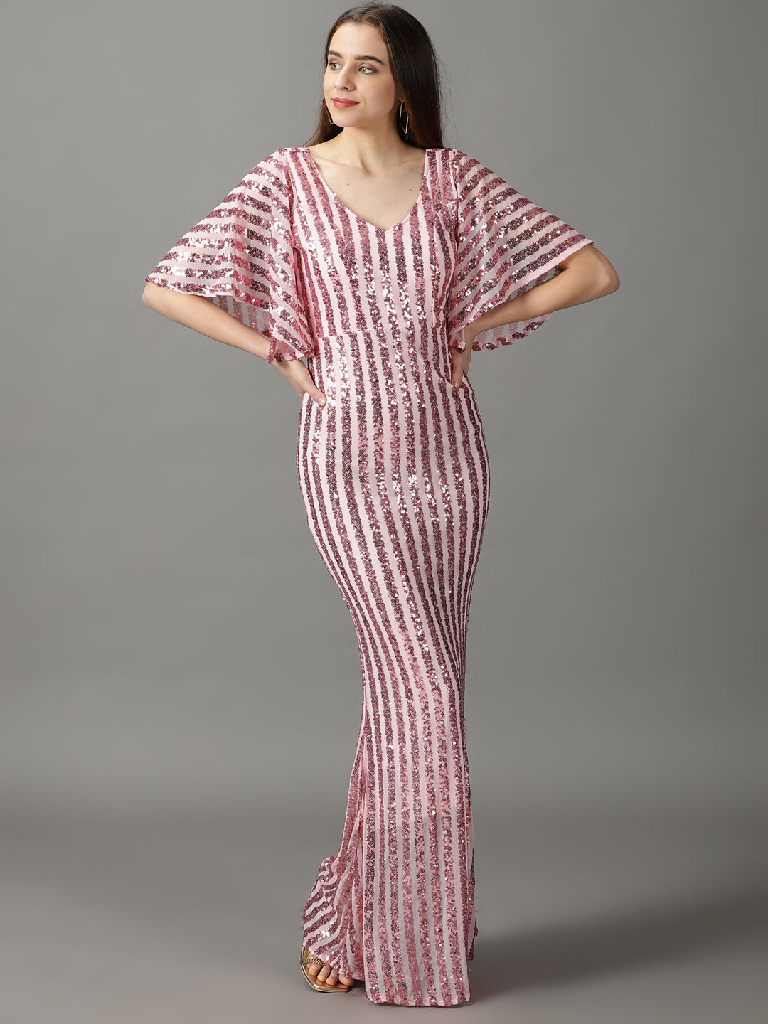 Women's Pink Striped Bodycon Dress