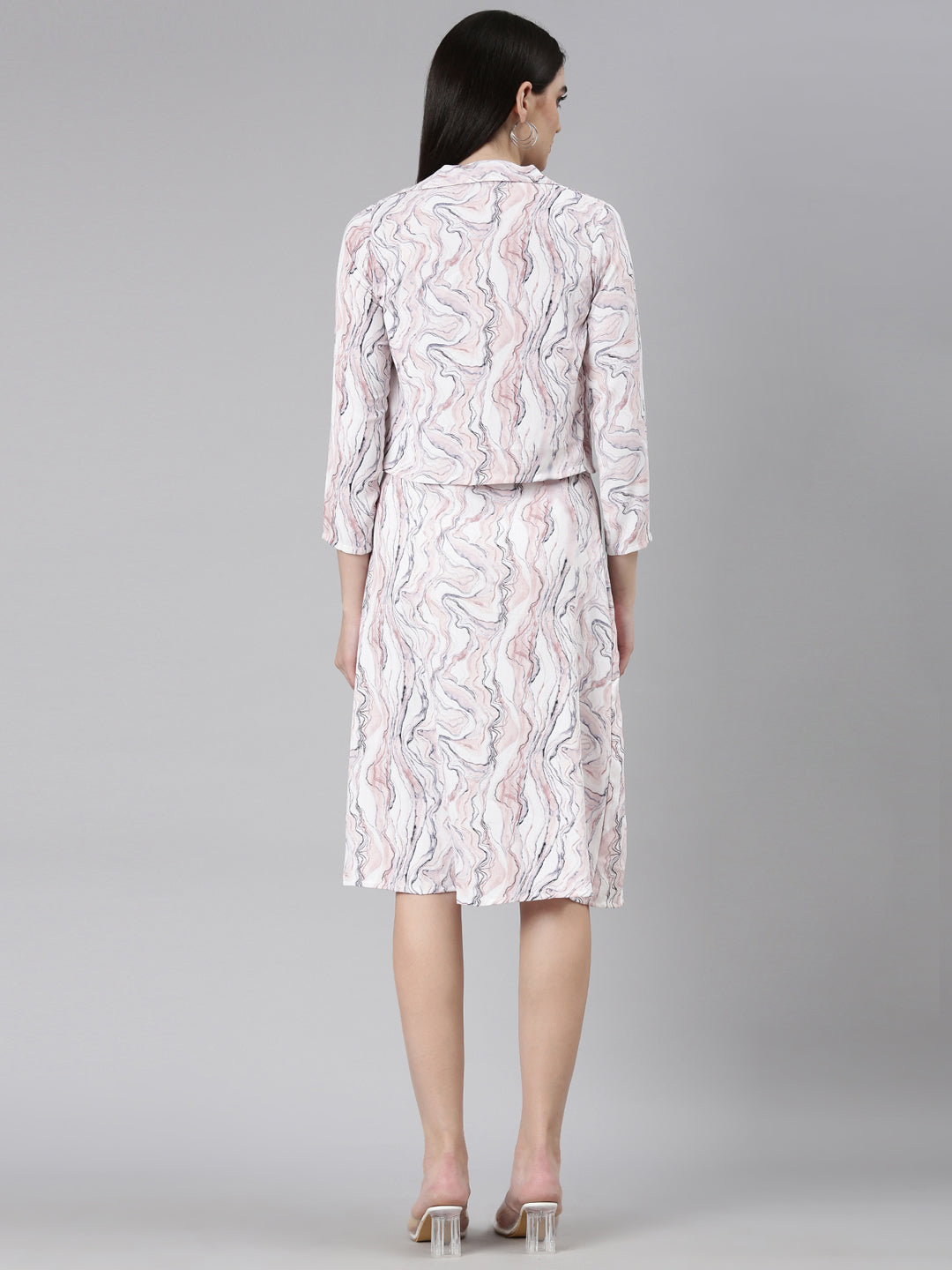 Women Off White Printed A-Line Dress