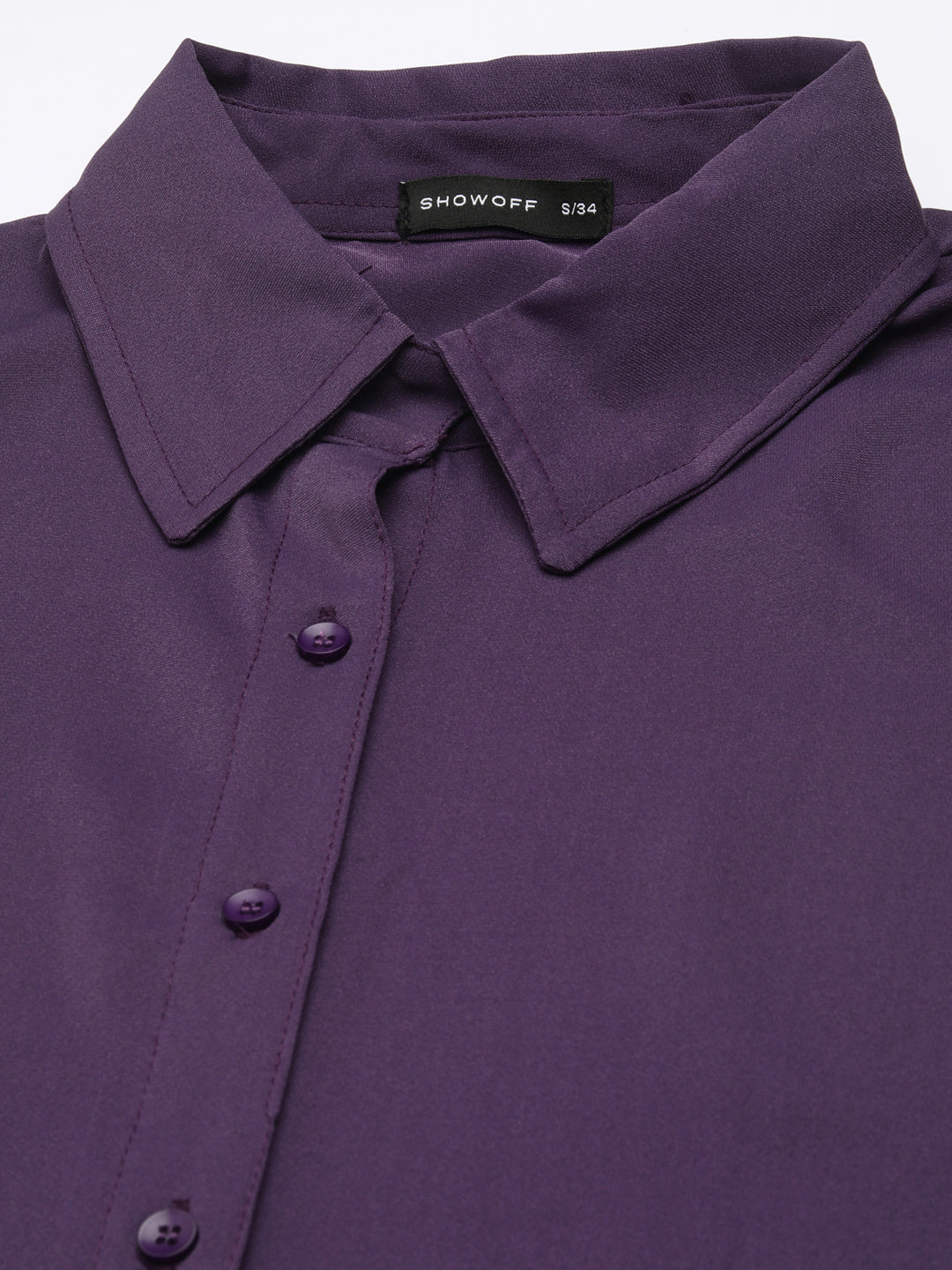 Women Violet Solid Shirt Dress