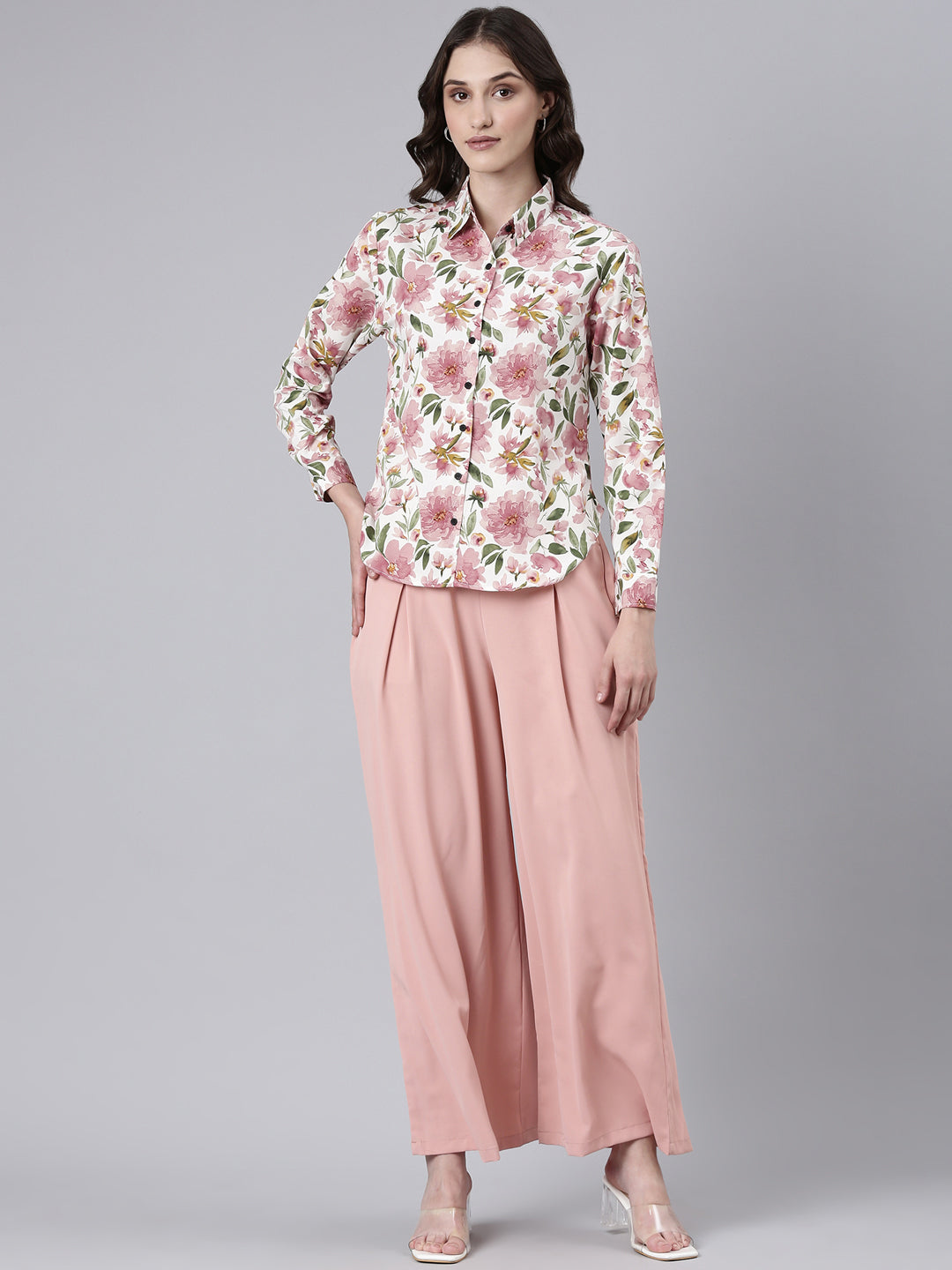 Women Peach Printed Co-Ords