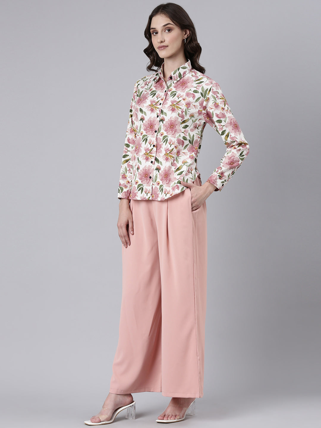 Women Peach Printed Co-Ords