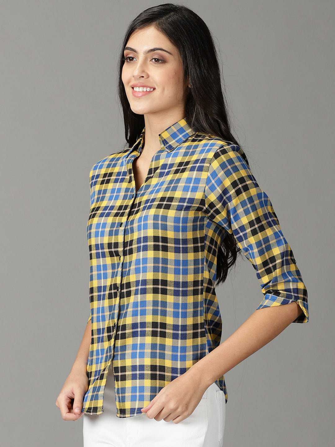 Women's Yellow Checked Shirt