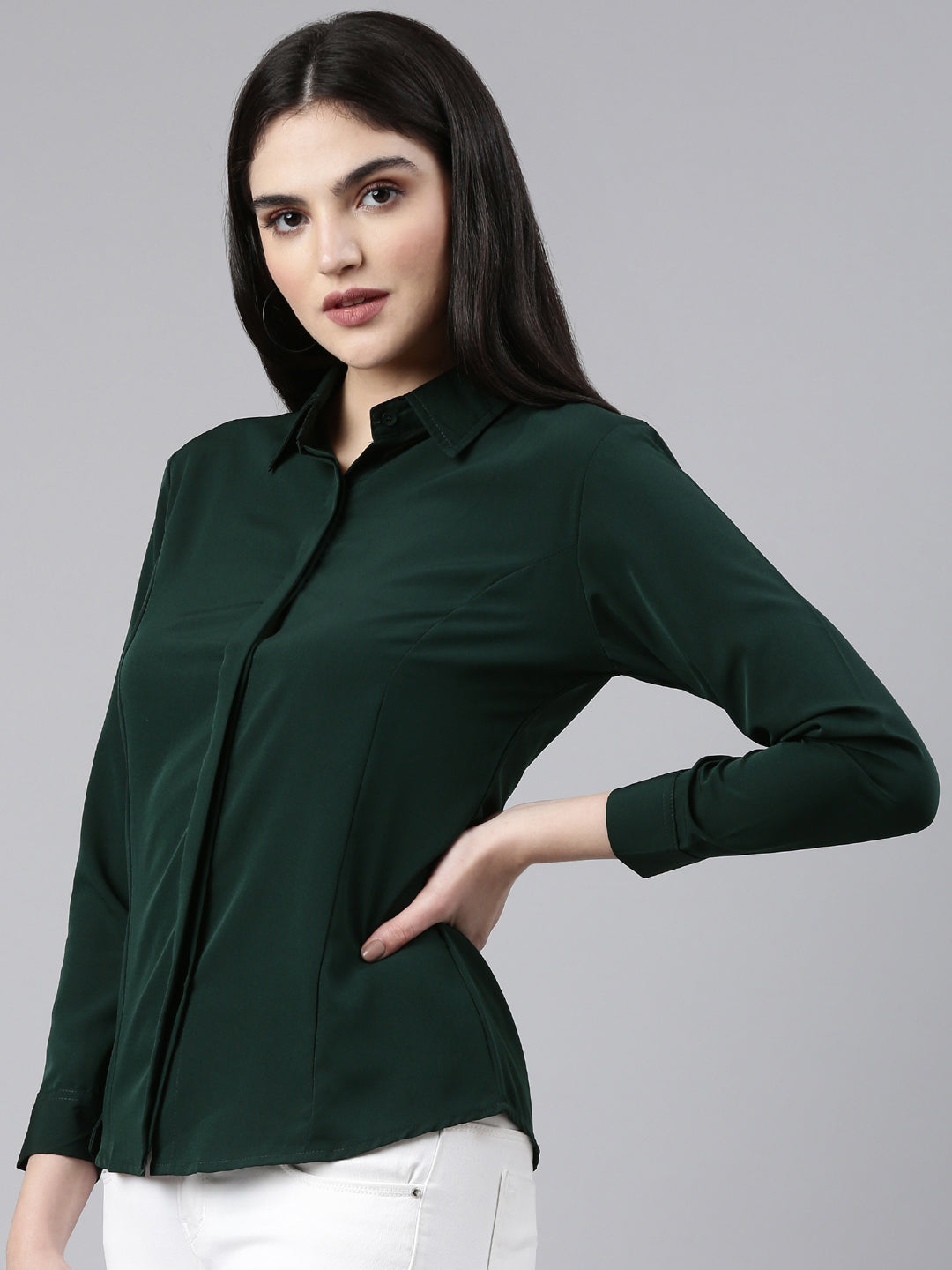 Women Green Solid Shirt
