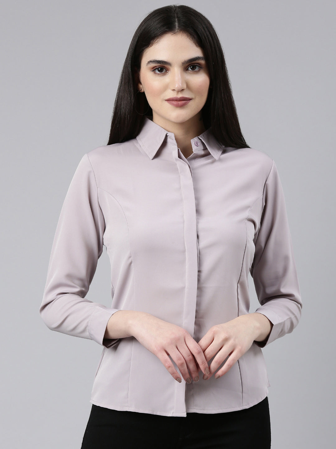 Women Mauve Solid Shirt