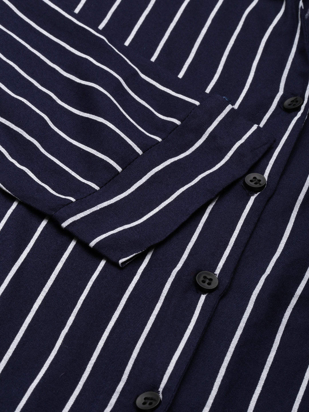 Women Navy Blue Striped Shirt