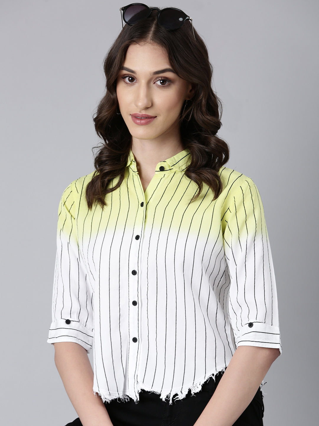 Women Yellow Striped Shirt