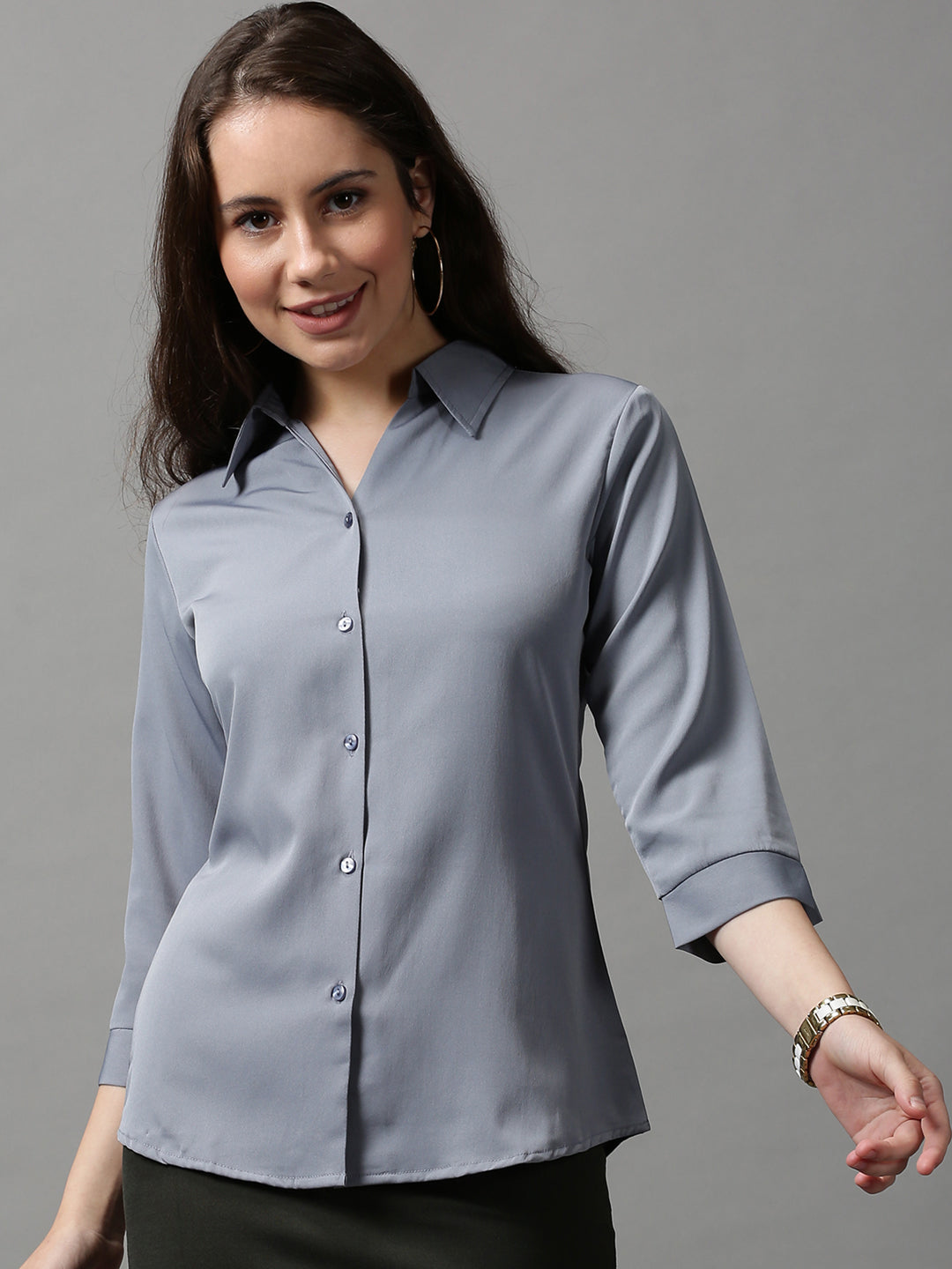 Women's Grey Solid Shirt