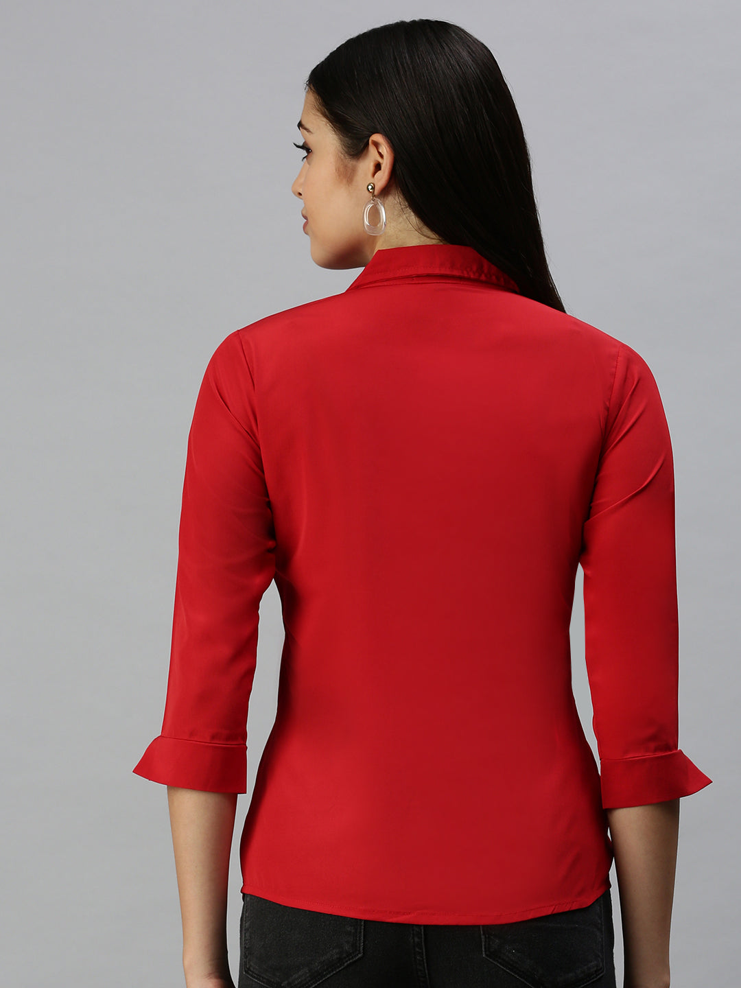 Women's Red Solid Shirt