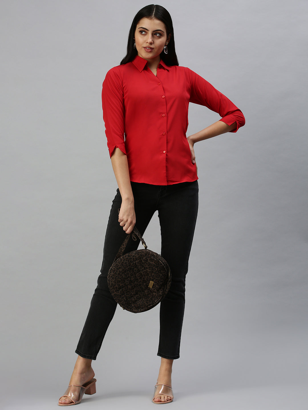 Women's Red Solid Shirt