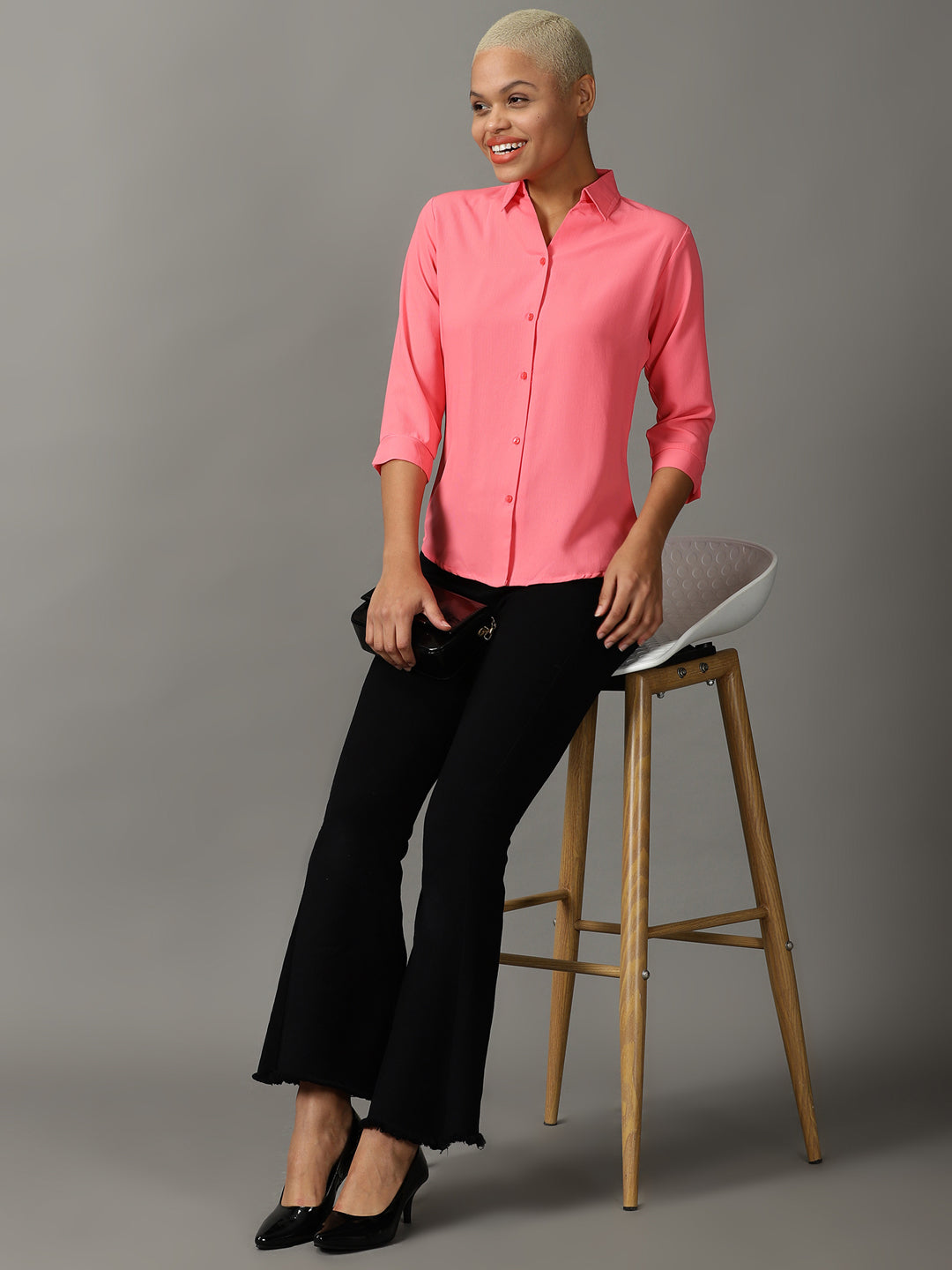 Women's Pink Solid Shirt