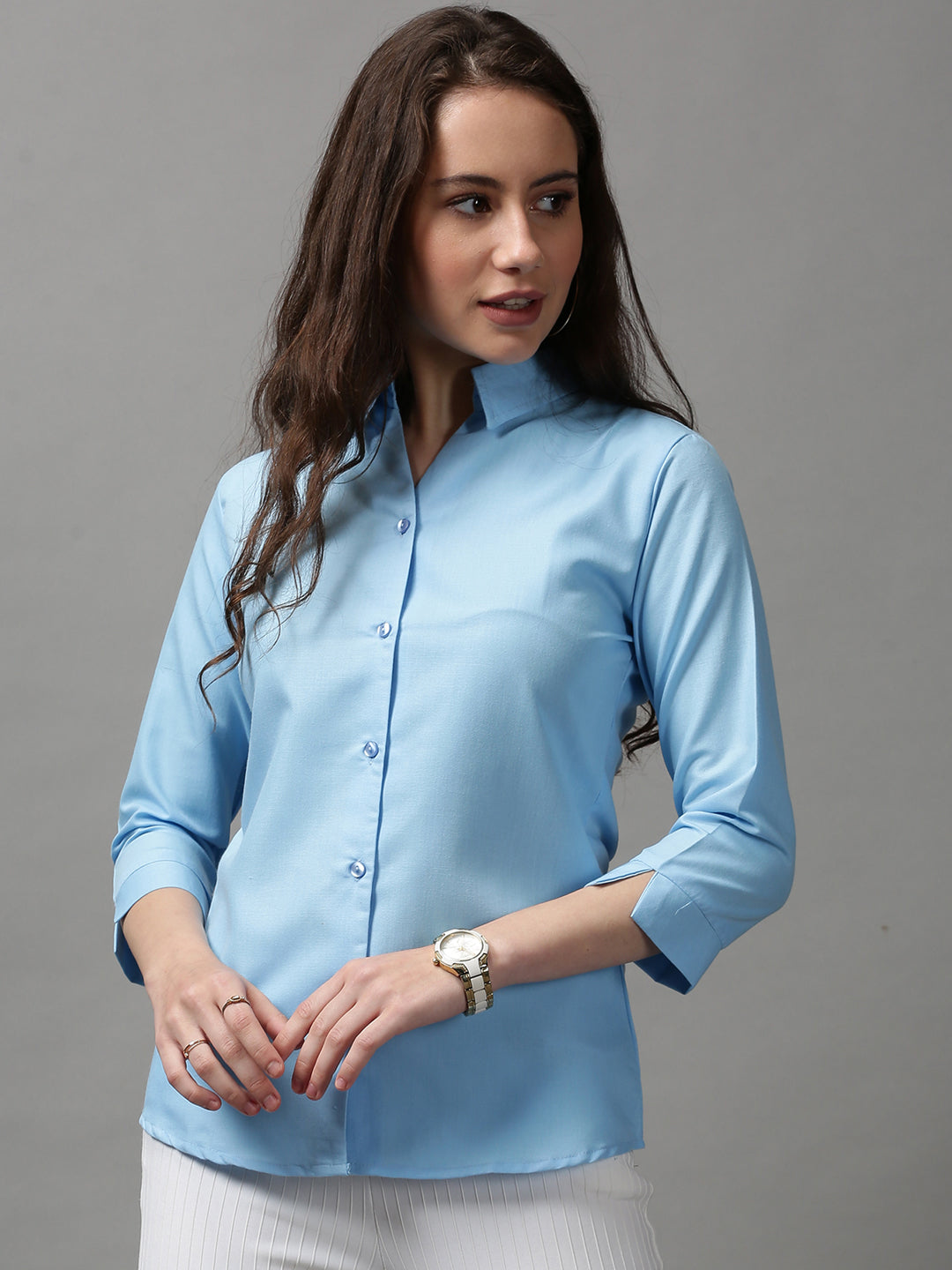 Women's Blue Solid Shirt