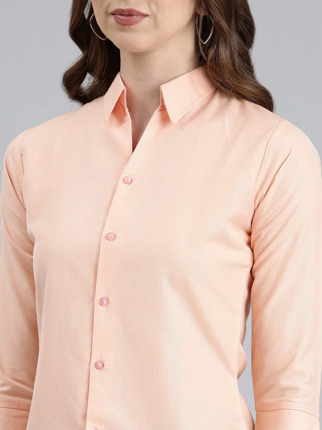 Women Peach Solid Shirt