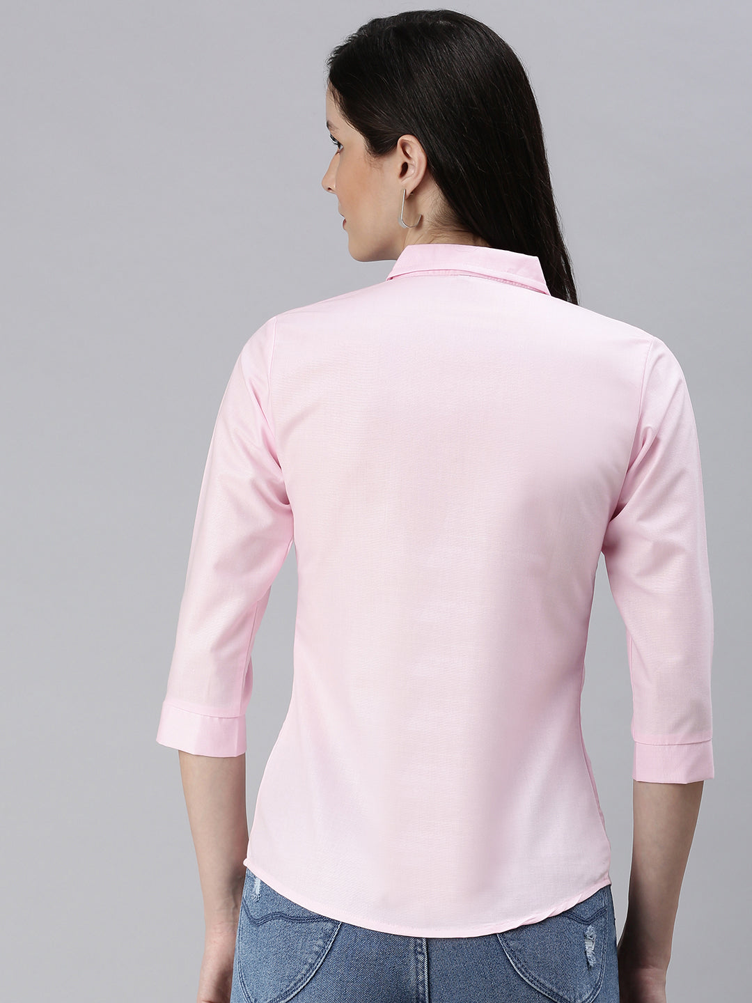 Women's Pink Solid Casual Shirts