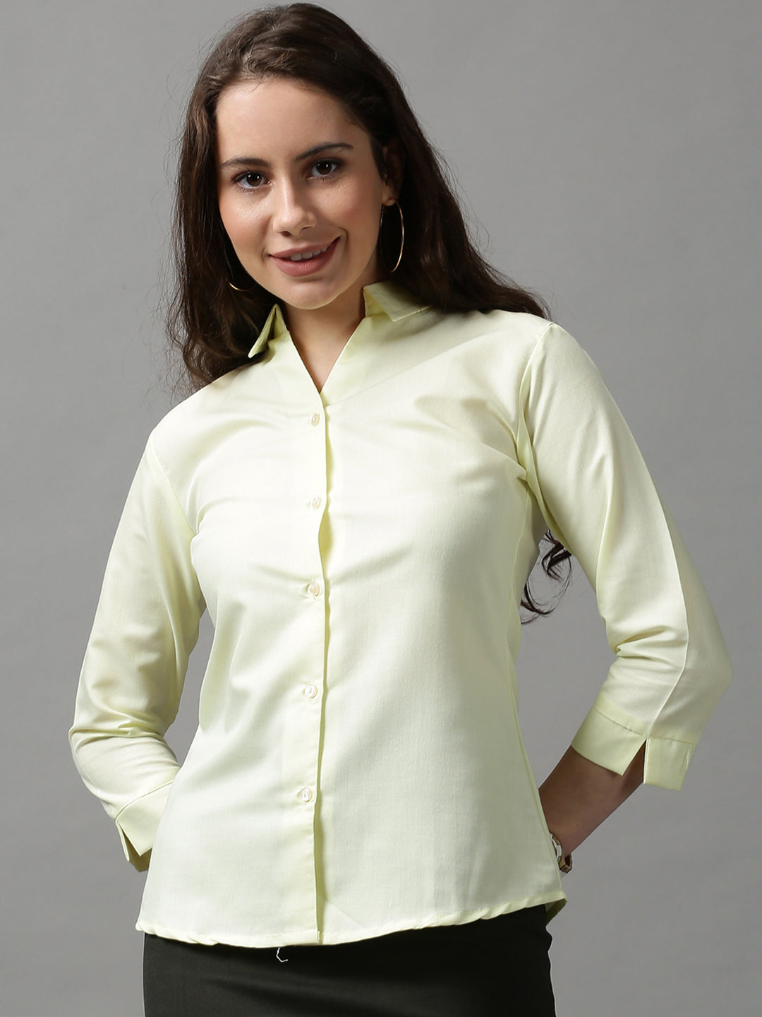 Women's Yellow Solid Shirt