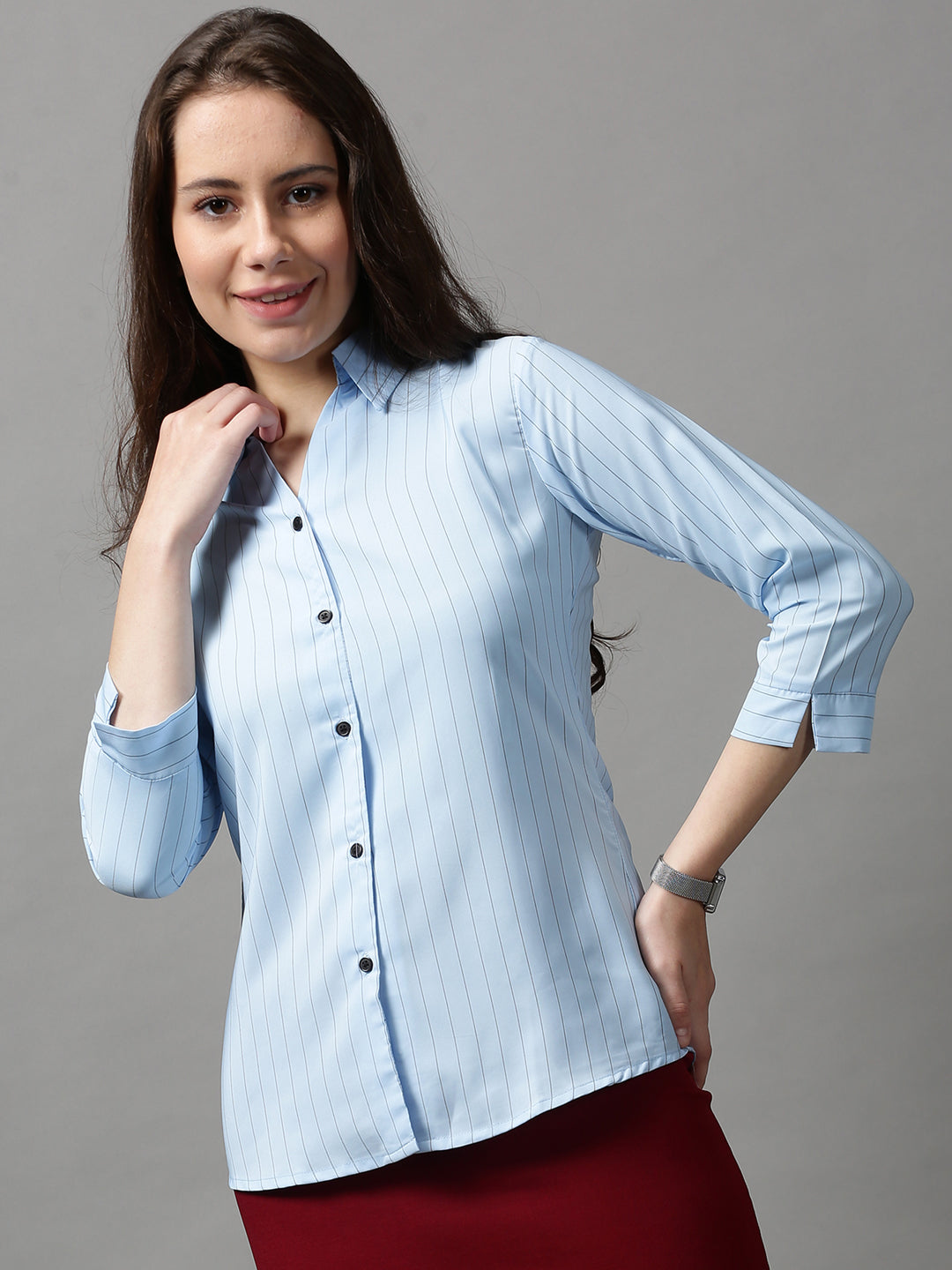 Women's Blue Striped Shirt