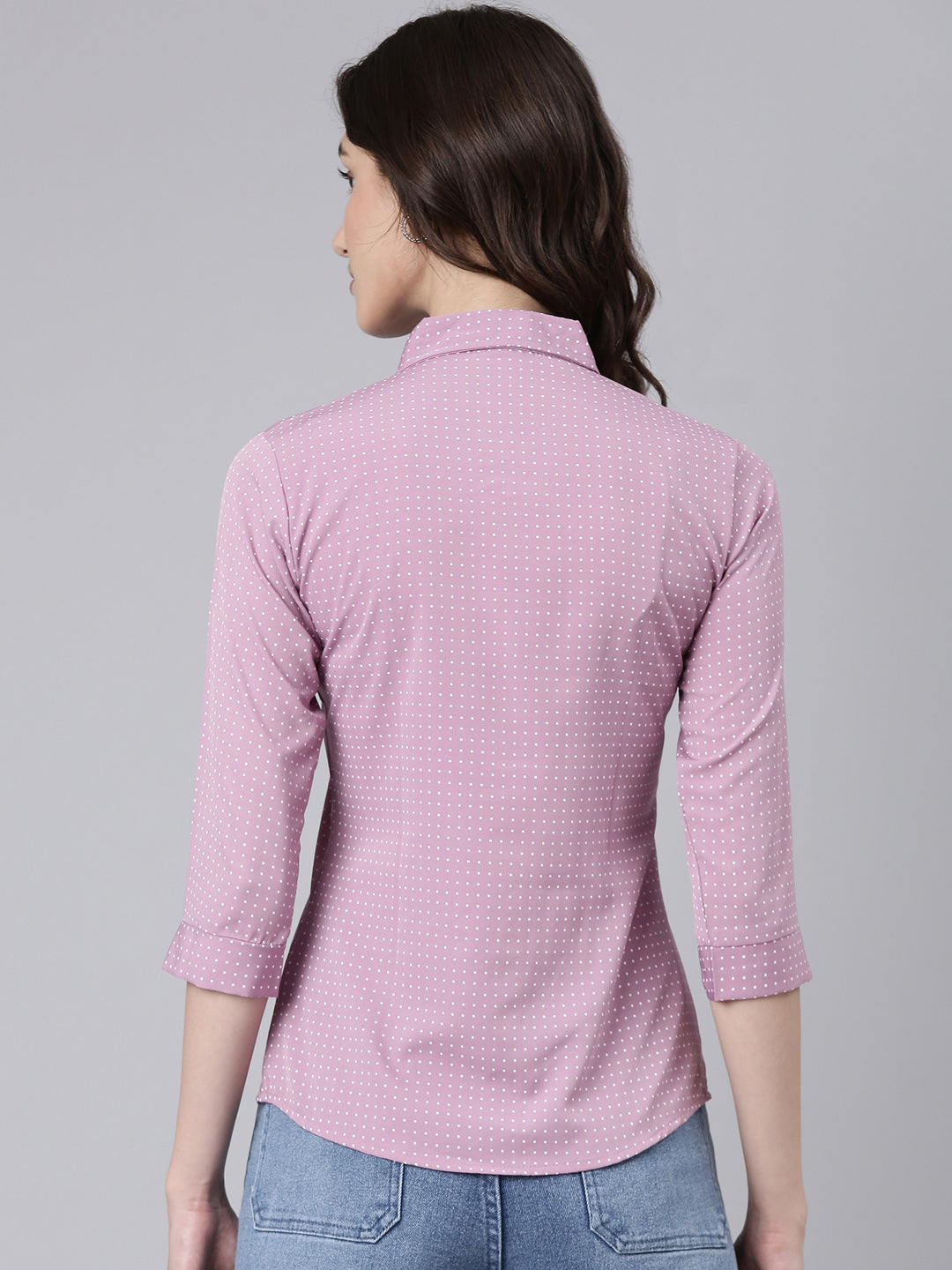 Women Mauve Polka Dots Shirt