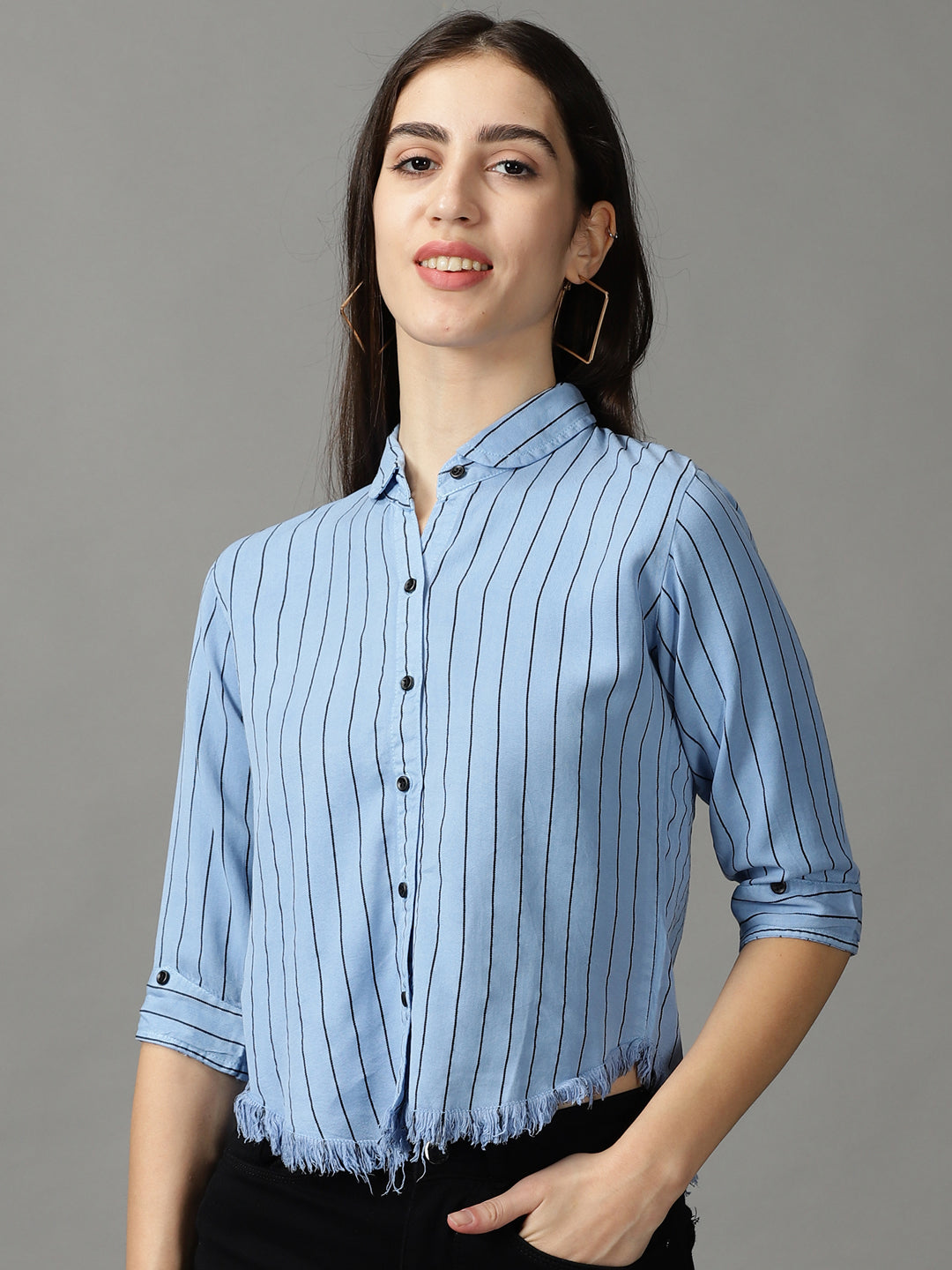Women's Blue Striped Shirt