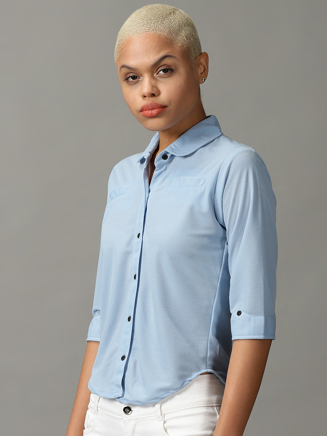 Women's Blue Solid Shirt