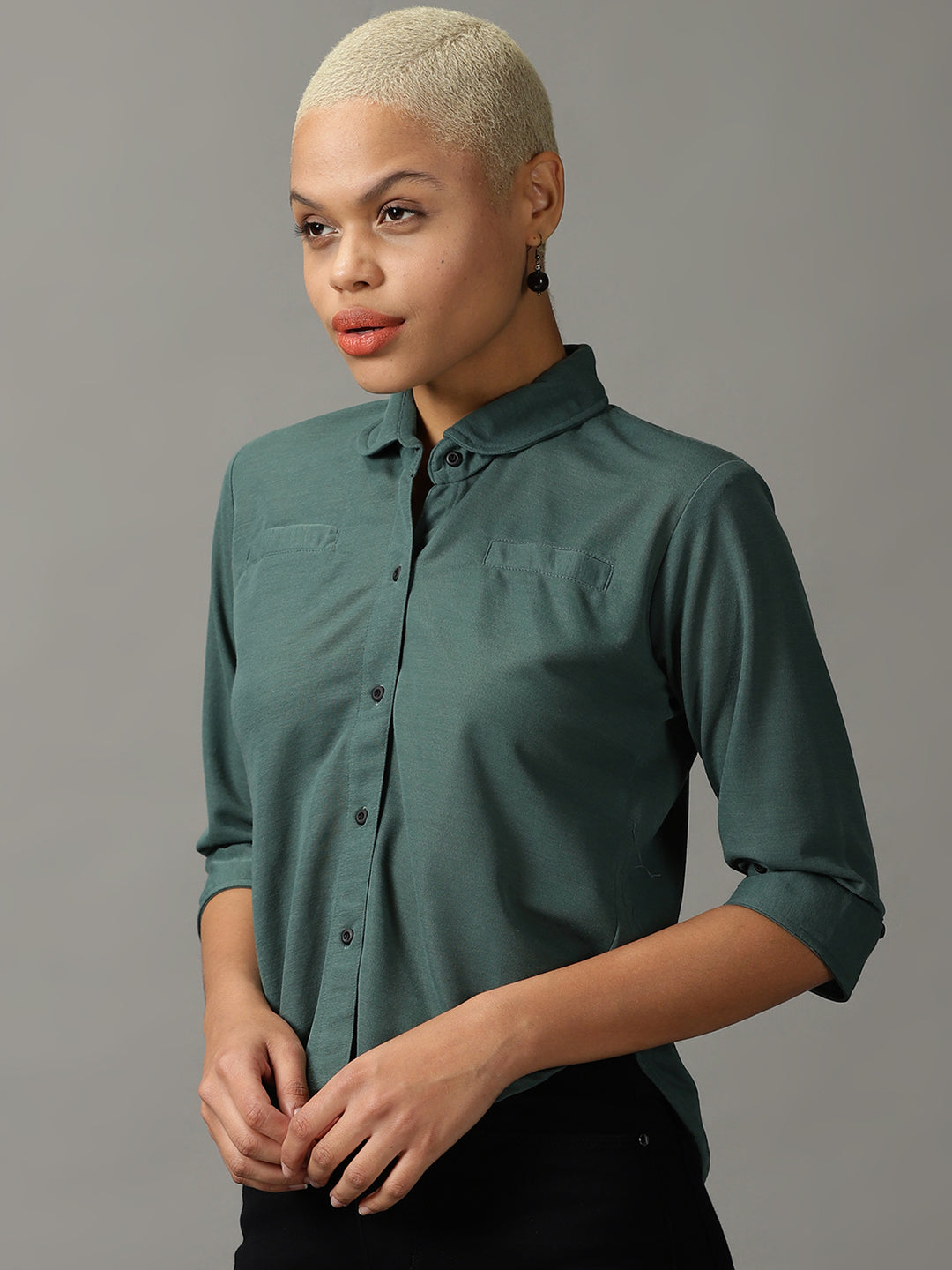Women's Green Solid Shirt