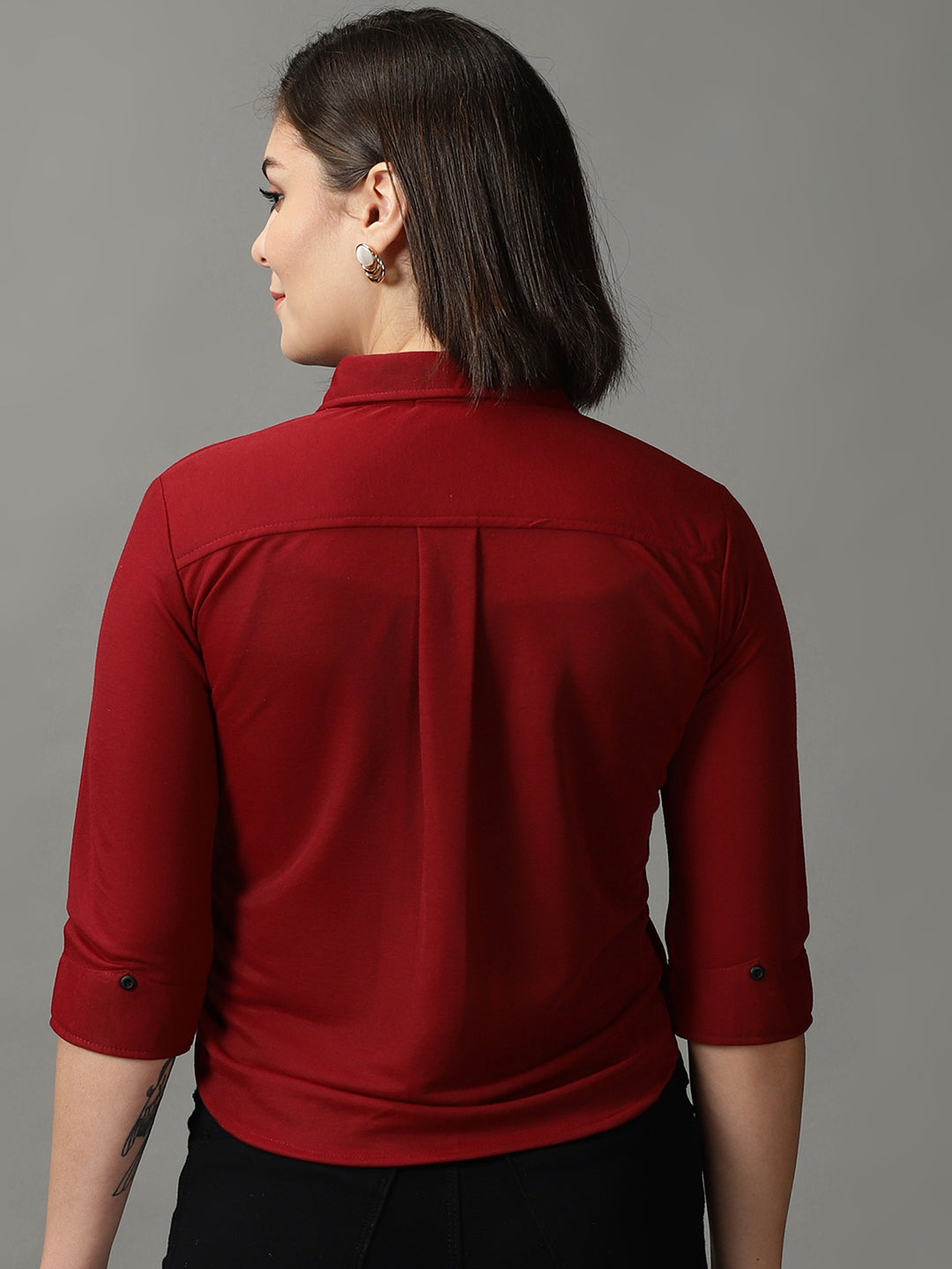 Women's Red Solid Shirt