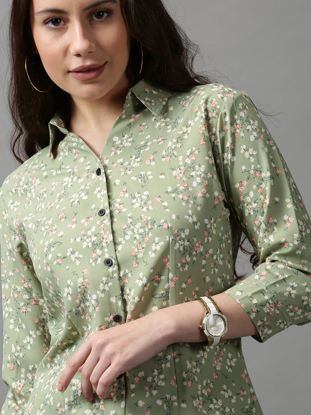 Women's Green Printed Shirt