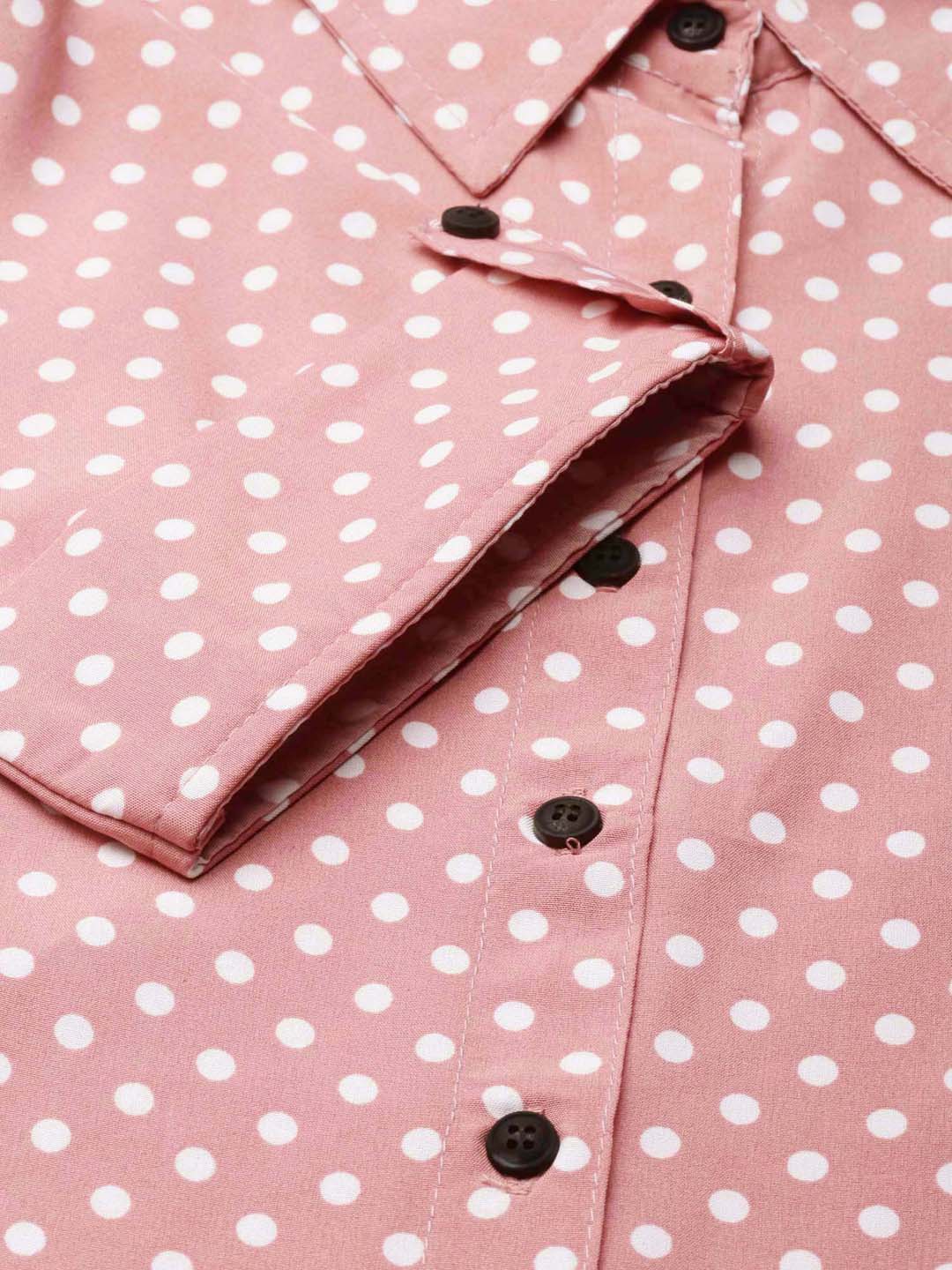 Women Peach Polka Dots Shirt