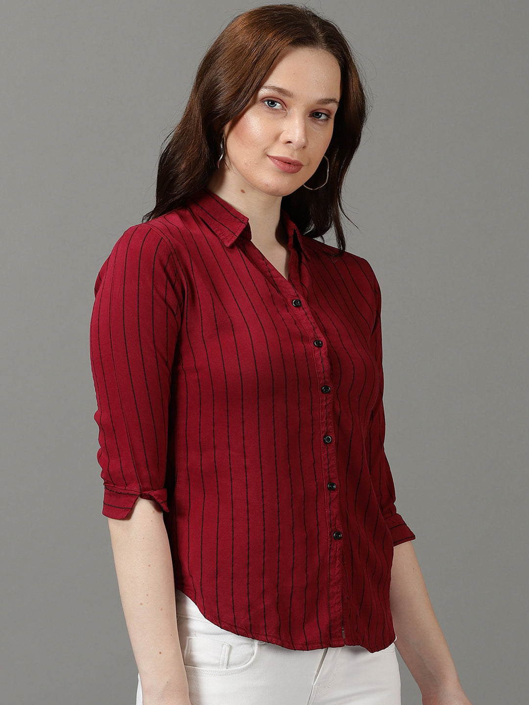 Women's Magenta Striped Shirt