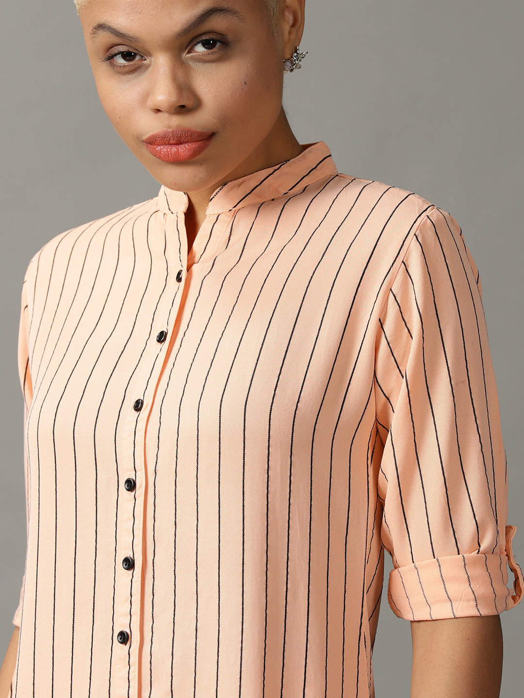 Women's Pink Striped Longline Shirt