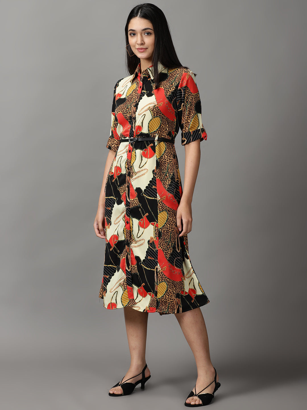 Women's Multi Floral Fit and Flare Dress