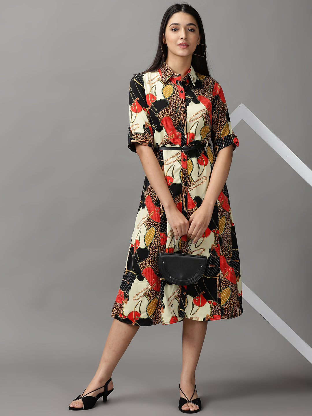 Women's Multi Floral Fit and Flare Dress