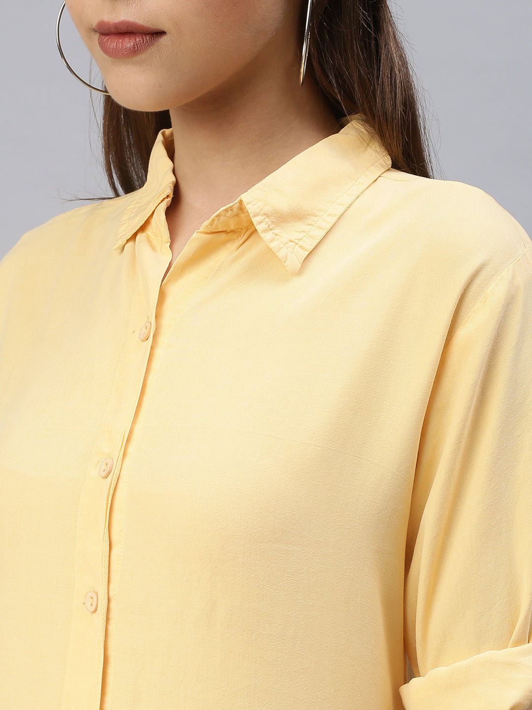 Women's Mustard Solid Shirt Dress