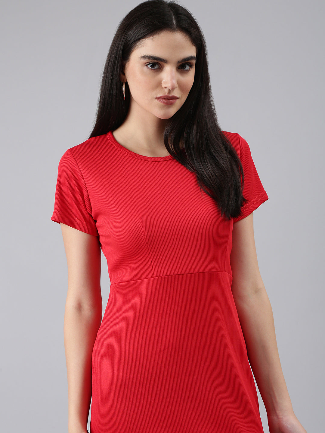 Women Red Solid Bodycon Dress