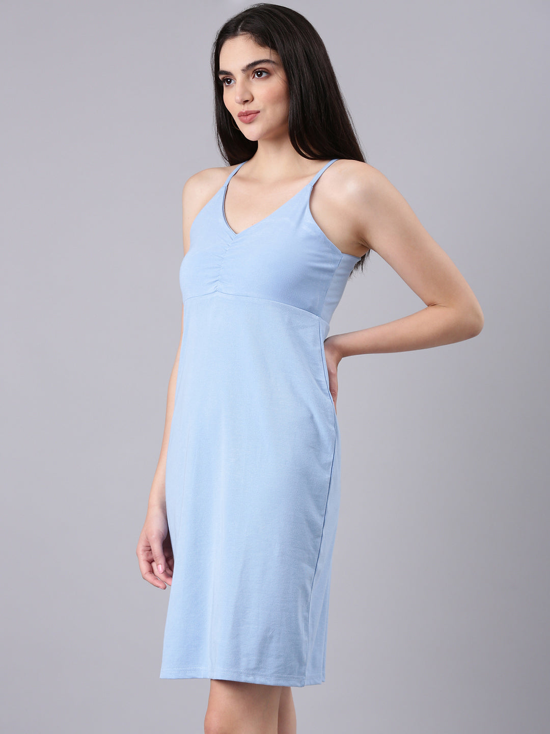Women Blue Solid Bodycon Dress