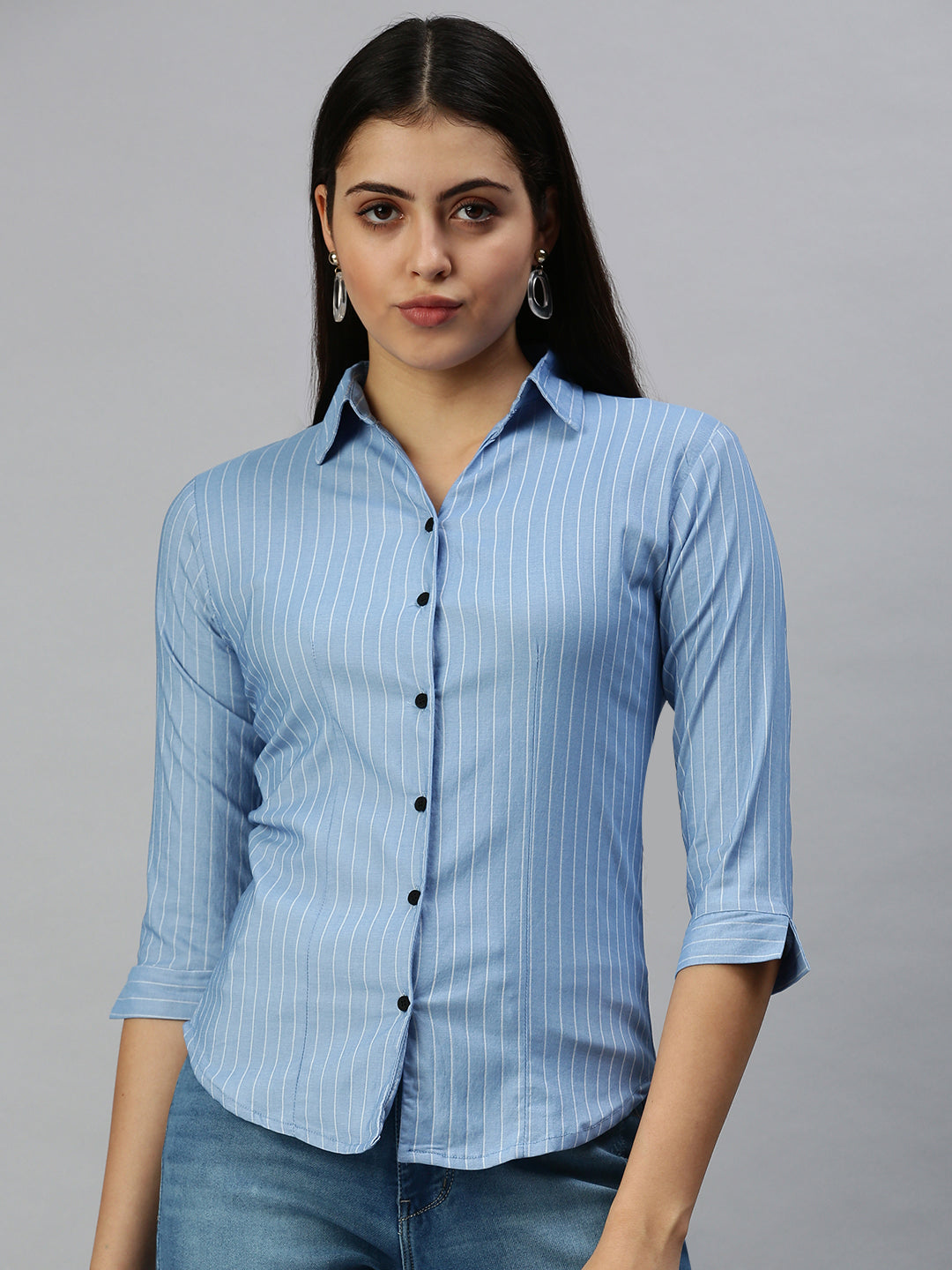Women's Blue Printed Shirt