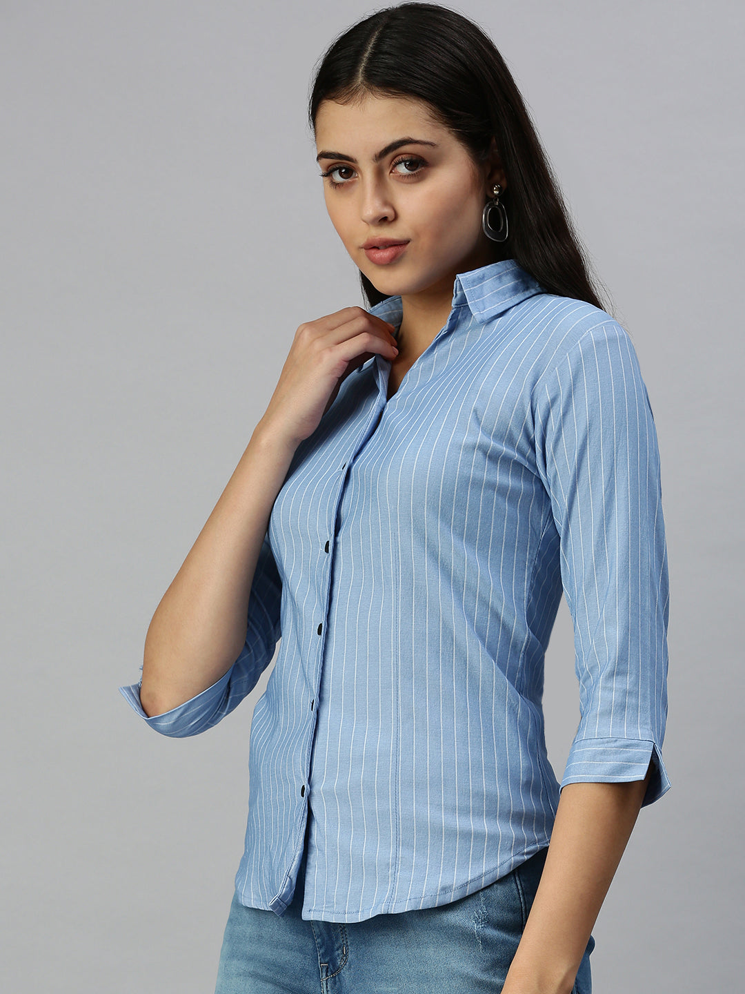 Women's Blue Printed Shirt