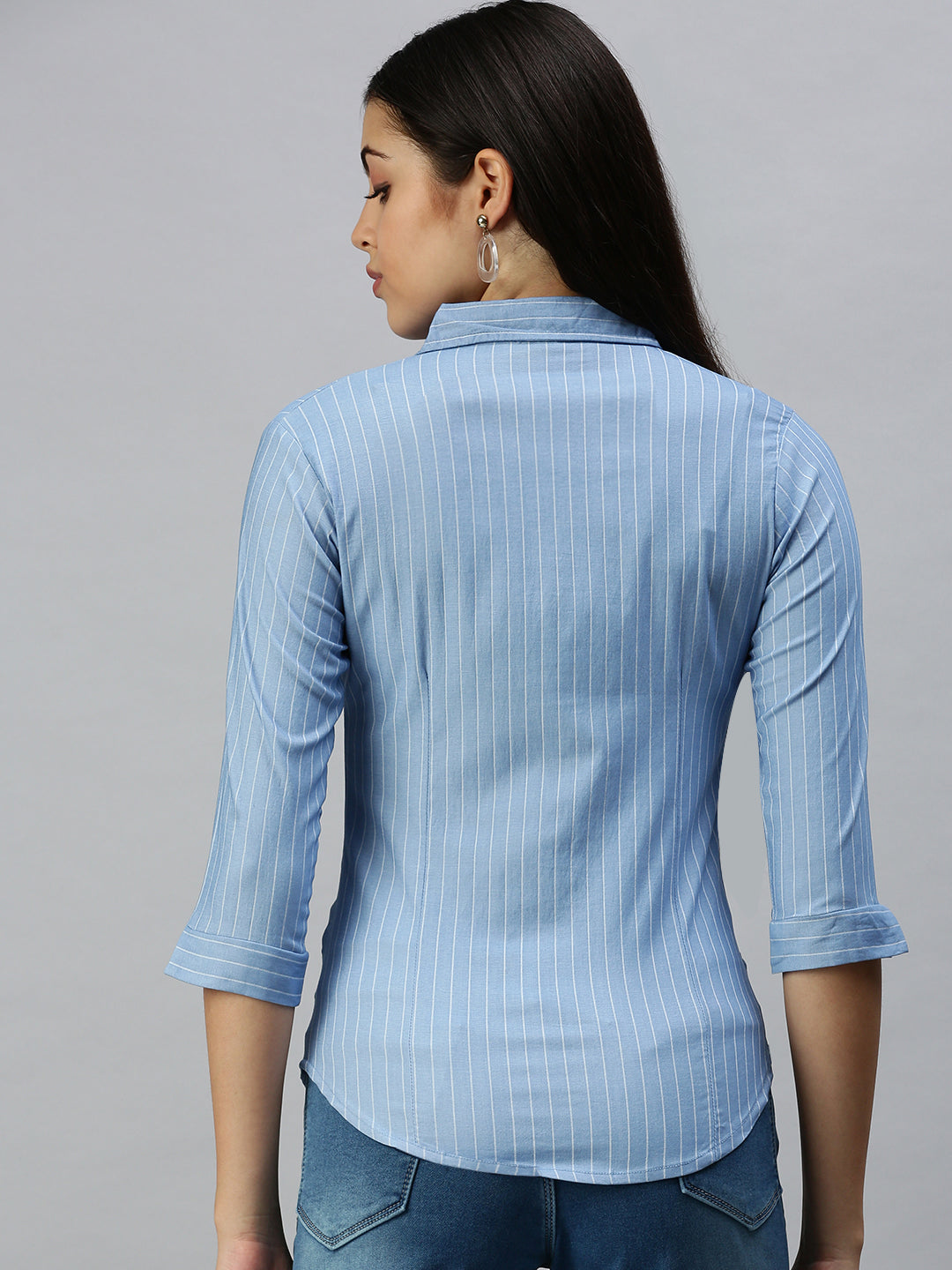 Women's Blue Printed Shirt