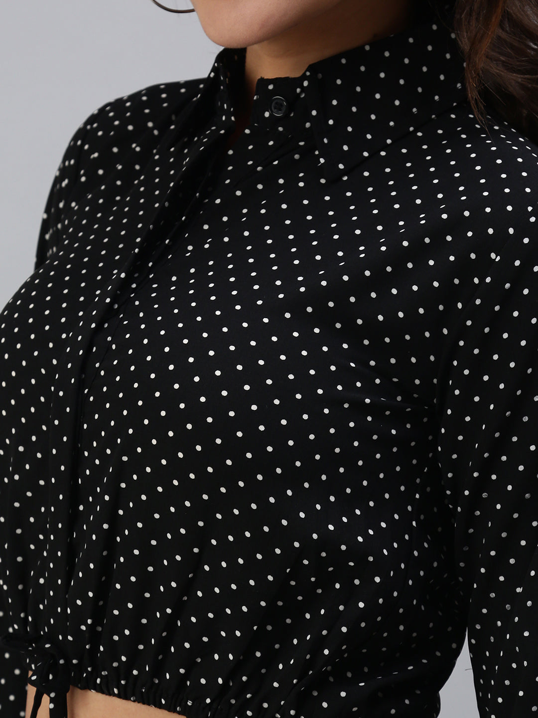 Women's Black Polka Dots Crop Top