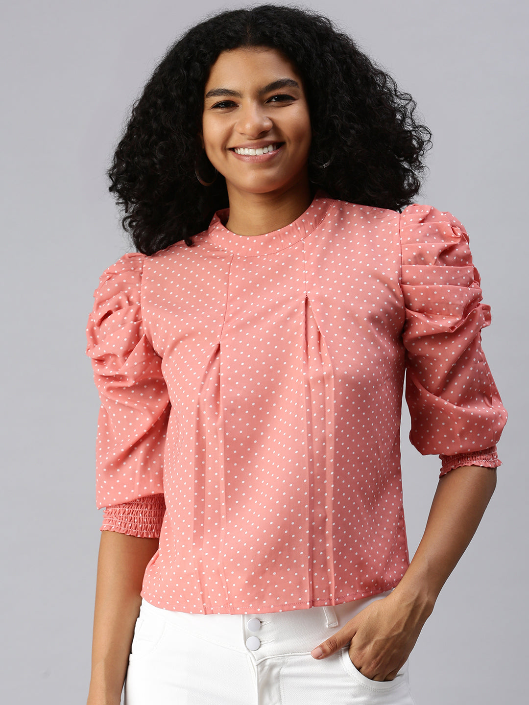 Women Peach Printed Boxy Top