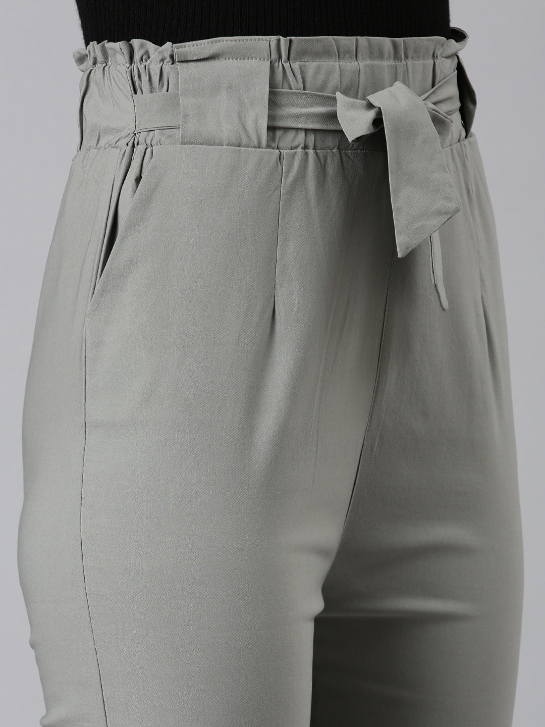 Women Grey Solid Peg Trouser