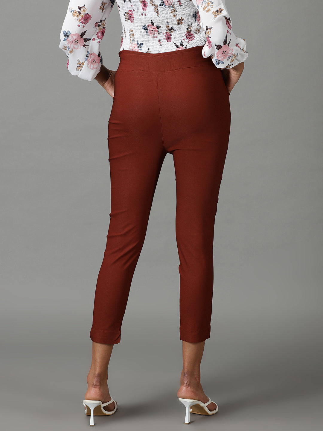 Women's Rust Solid Trouser