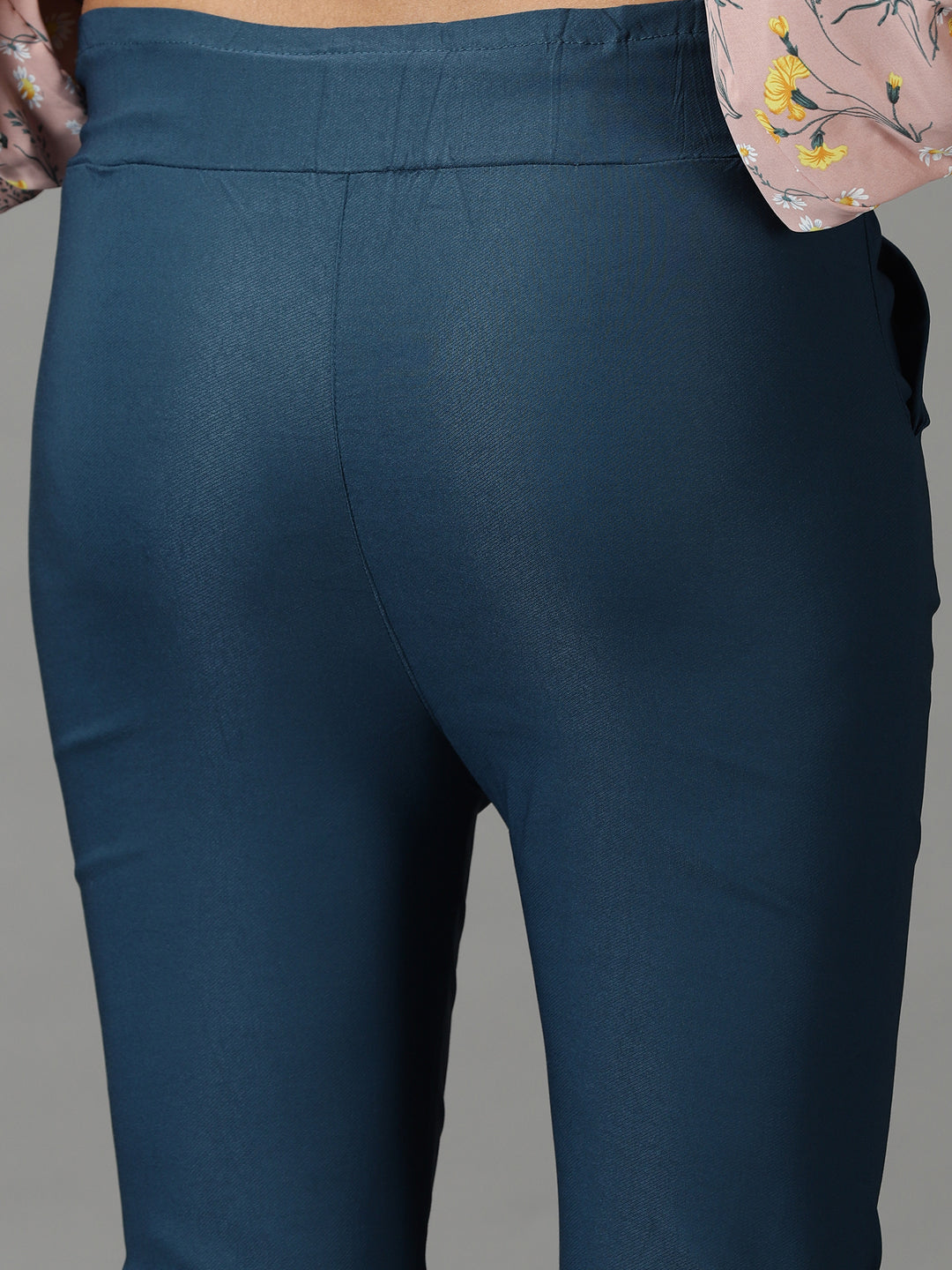 Women's Teal Solid Trouser